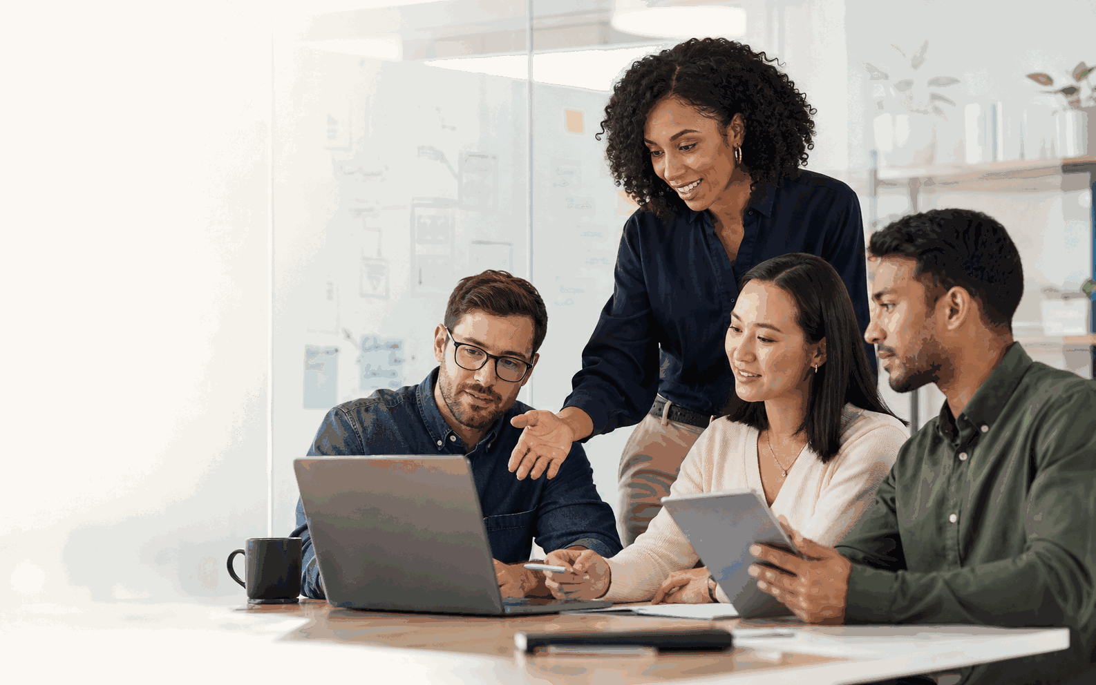 Business team collaborating in an AI workflow session